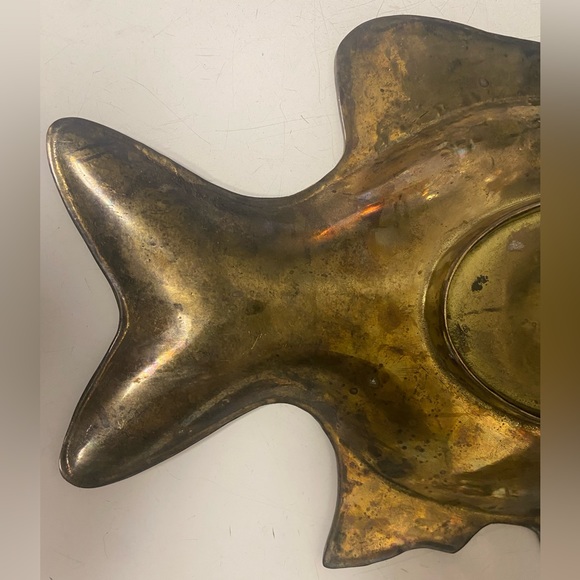Solid Brass Fish Shaped Trinket Dish Tray 13 Inch - Picture 8 of 13